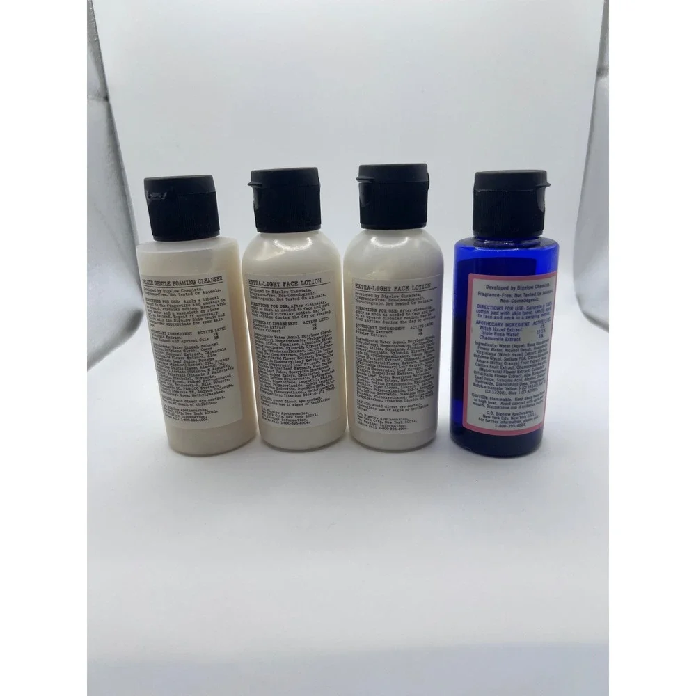 C.O Bigelow Travel Size Lot‎ Rose Water (2) Foaming Cleanser + (2) Face-Lotion